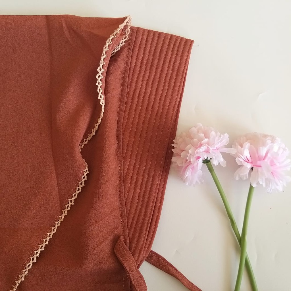 Jilbab Bergo Pet tali List Pichot Size XL/Hijab Bergo Instan Jumbo Modis Mentari-Bata