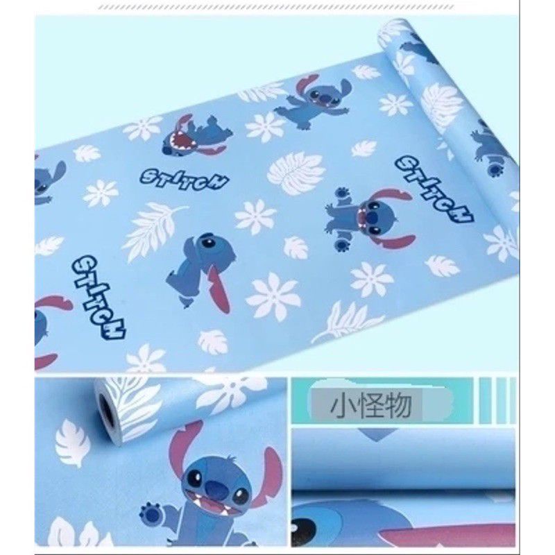 Wallpaper Lilo Stitch Biru Panjang 8M UK 1 roll