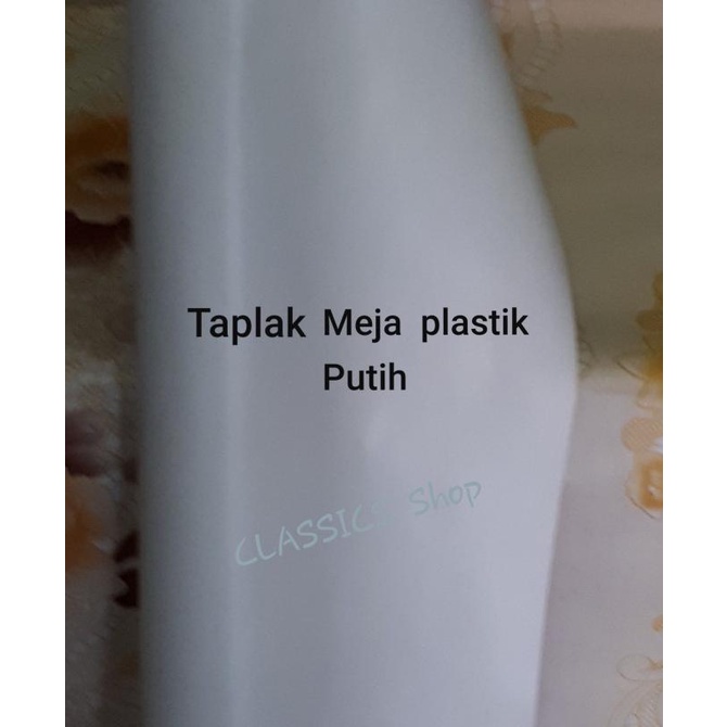 Taplak Meja Plastik Putih Polos Meteran