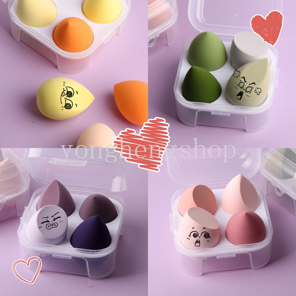 4pcs / set Spons Beauty Blender Bentuk Telur Untuk Makeup