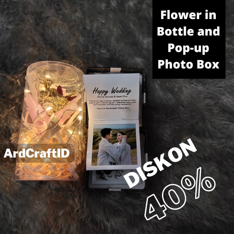 Kado Flower in Bottle and Photo Box