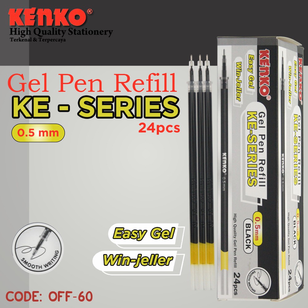 

REFILL KENKO Isi Pulpen Gel 0,5 mm KE-Series Tinta Hitam (Easy Gel dan Win Jeller) - OFF-60