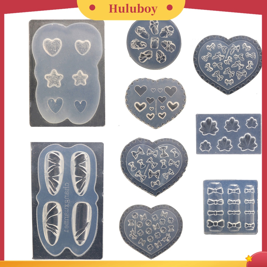 Huluboy Huluboy♡ Cetakan Nail Art 3D Bahan Silikon Transparan Motif Beruang Butterfly Untuk Salon
