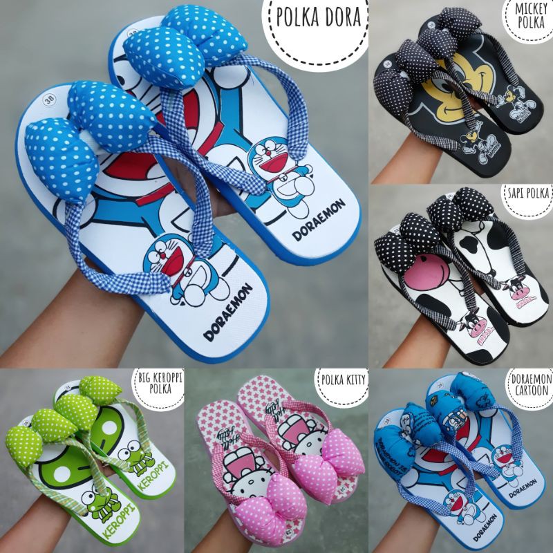 Sandal jepit lucu pita karakter kartun dewasa / Sandal Doraemon /Sandal Keroppi