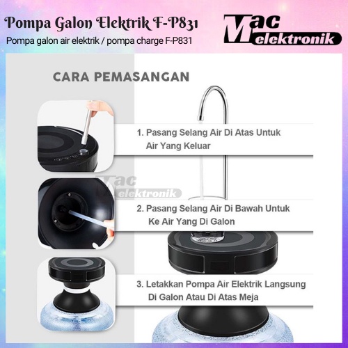 Pompa Galon Baki Elektrik F-P831 Cas-cas an atau Water Dispenser Electrik Pump Automatic