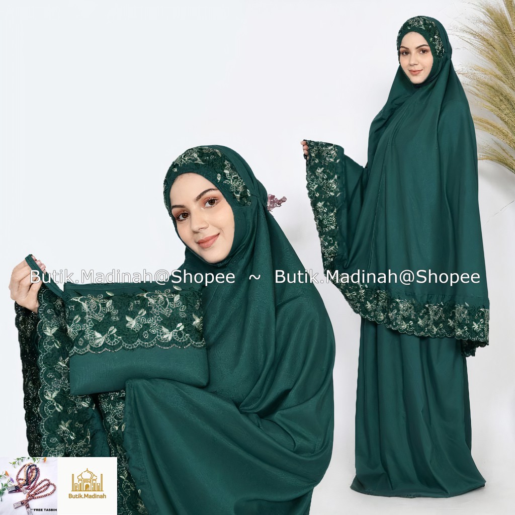 BUTIK.MADINAH MUKENA DEWASA SYAHBANI SITI KHADIJAH FLORALEENA KATUN BORDIR BRUKAT