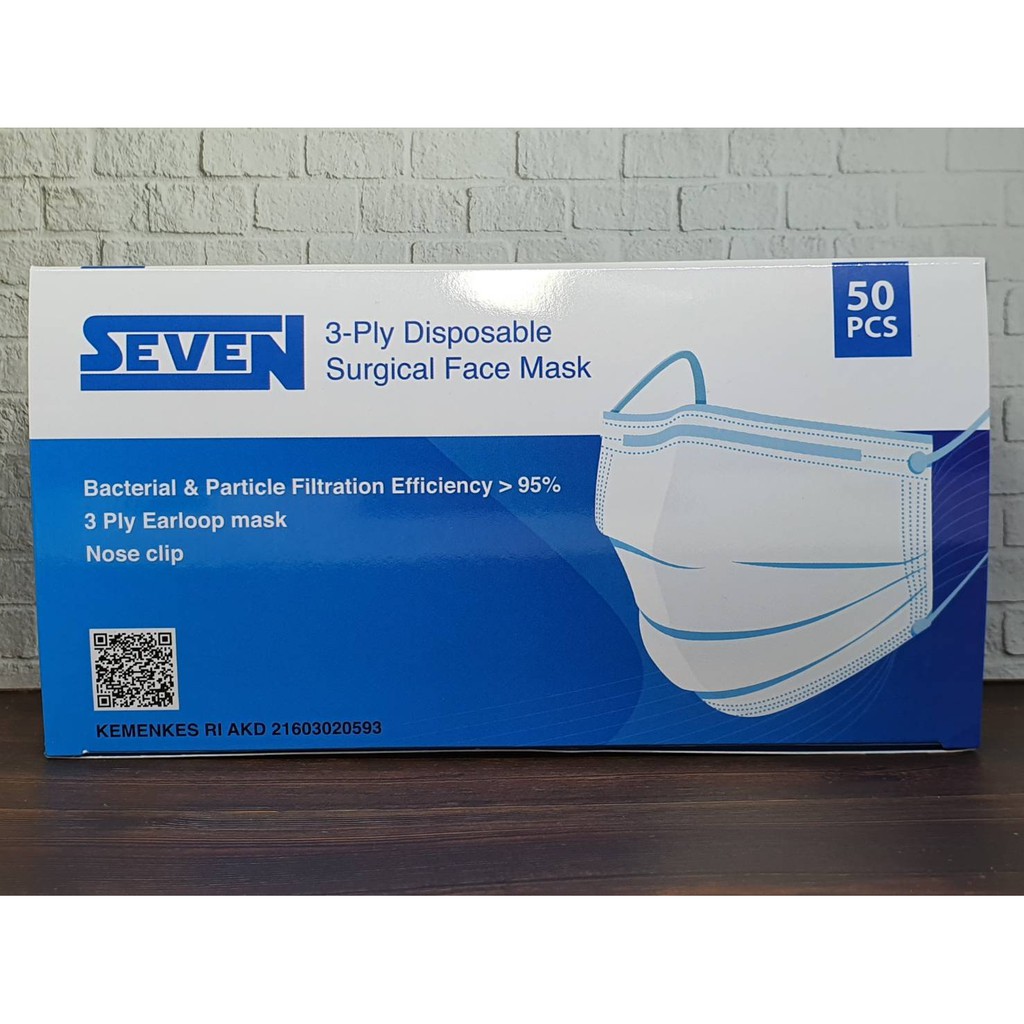 MASKER SEVEN 3PLY SURGICAL MASK 1 KARTON ISI 50 DUS