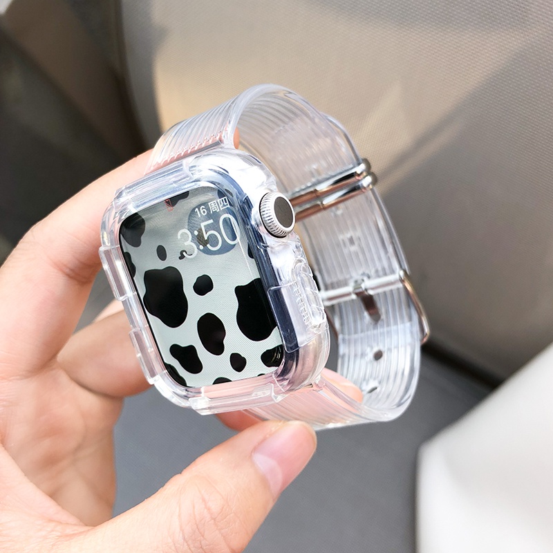 Transparent Glacier strap For Series 2/3/4/5/6/7/8 SE I 38mm 40mm 42mm 44mm 45mm Smart Watch Transparan Tali jam