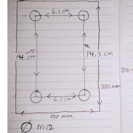 Besi Plat 3mm 200 x 150mm + 4 Lubang
