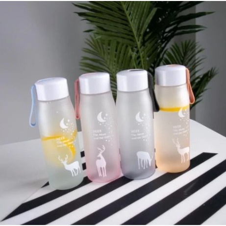 Botol Kaca Motif Rusa Gradasi Warna Warni Botol Minum Tumbler Glass Deer Travelling Botol Minum Viral