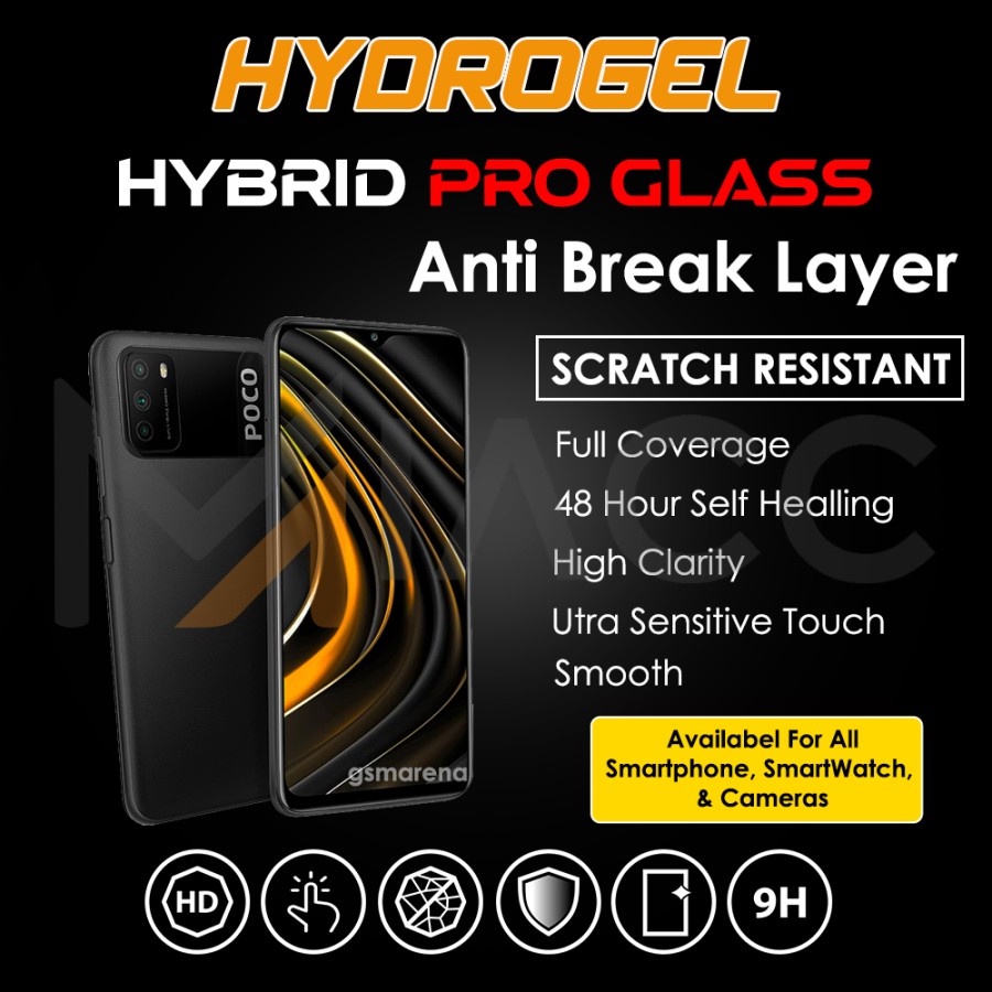 PREMIUM HYDROGEL XIAOMI POCO M3 ANTI GORES FULL SCREEN PROTECTOR - LAYAR, FULL