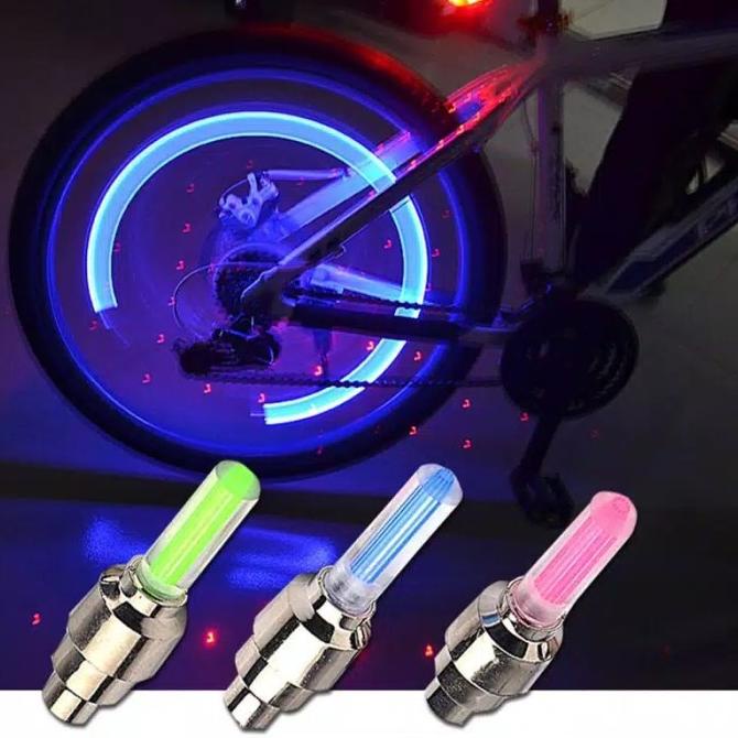 Tutup Pentil Nyala Led Sepeda Motor Mobil - Merah O97B