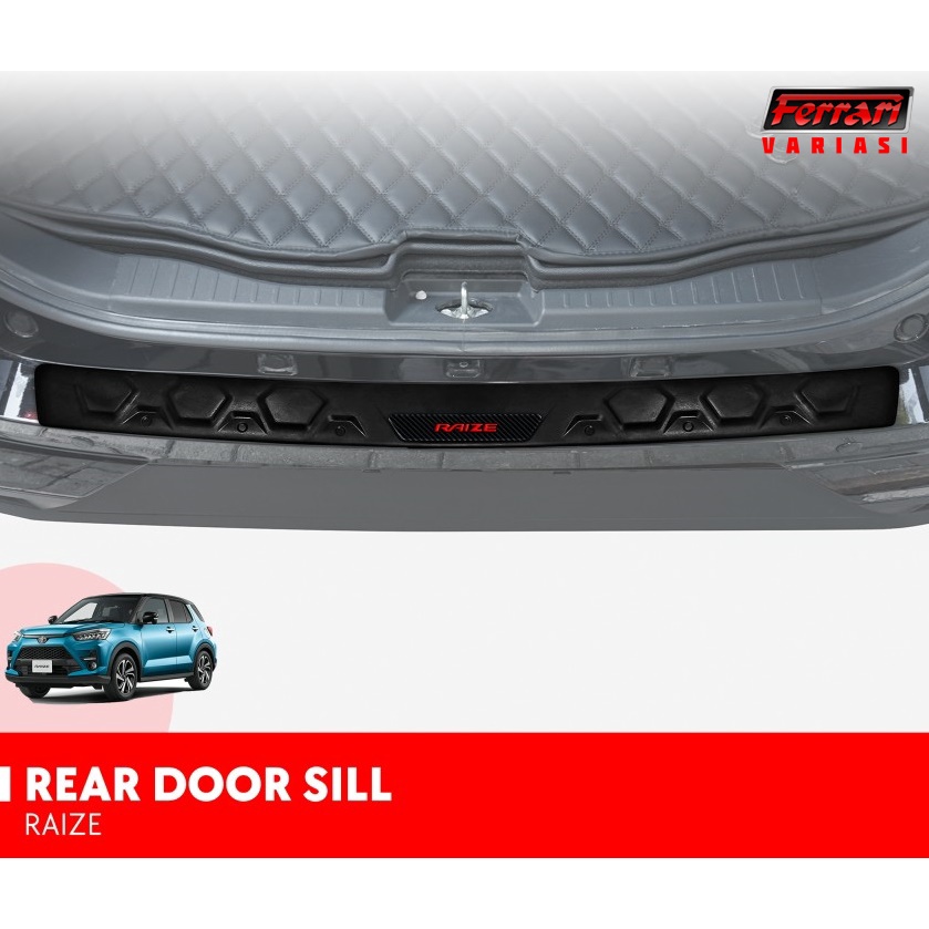 sill plate belakang mobil Toyota Raize / Rocky Ferrari variasi