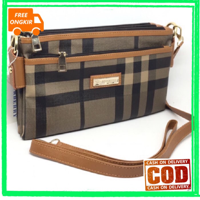 BARU Tas wanita sling bag Import Burberry 3 Ruang (KUALITAS SUPER) READY STOK