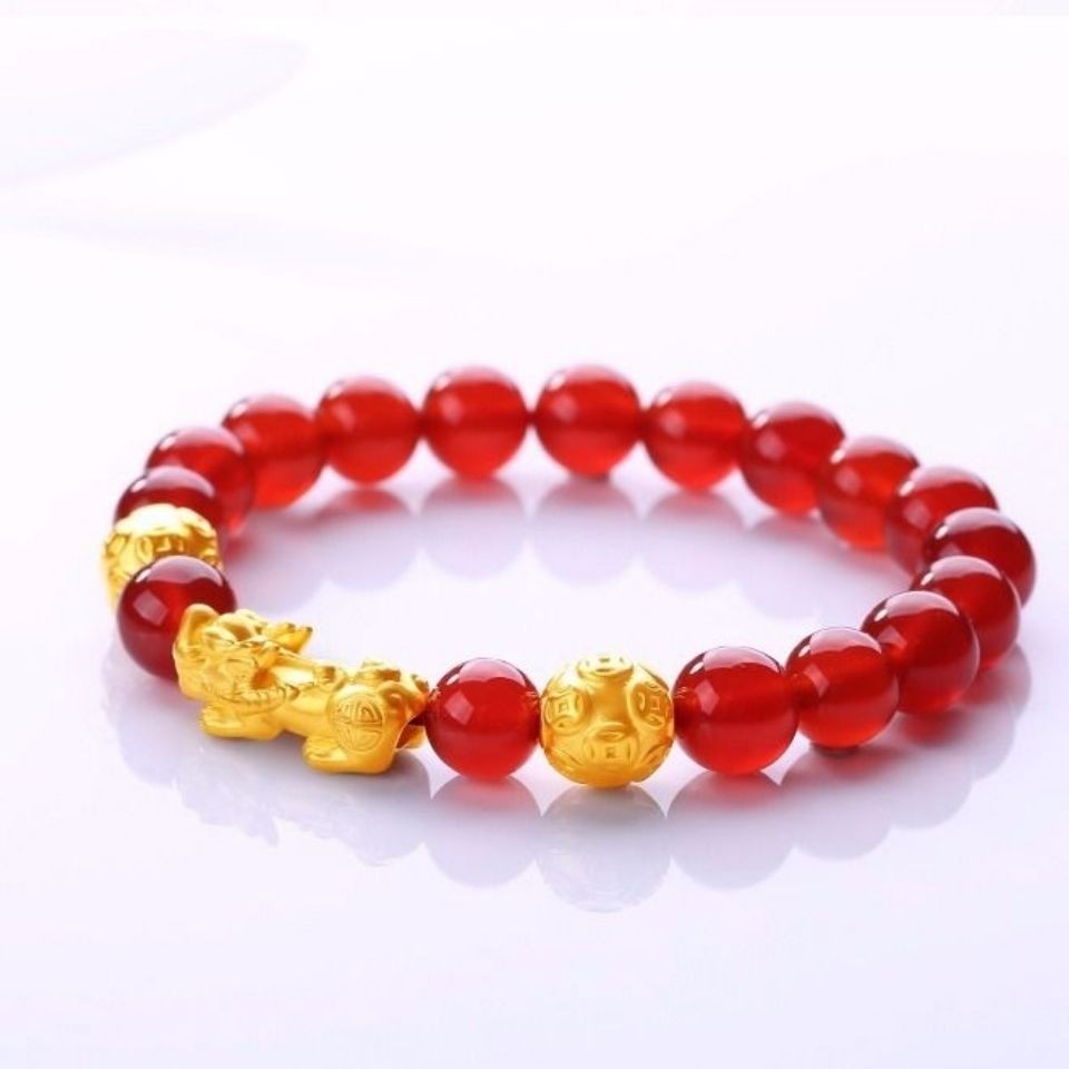 Gelang Wanita Gaya Baru Tren Kepribadian Pria Pasir Emas Pixiu Beruntung Transfer Warna Merah Hijau