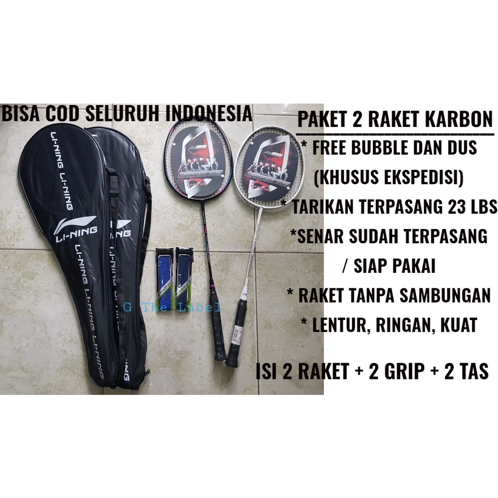 BISA COD Raket Badminton Bulutangkis Senar Komplit dengan Grip dan Kok Kualitas Super