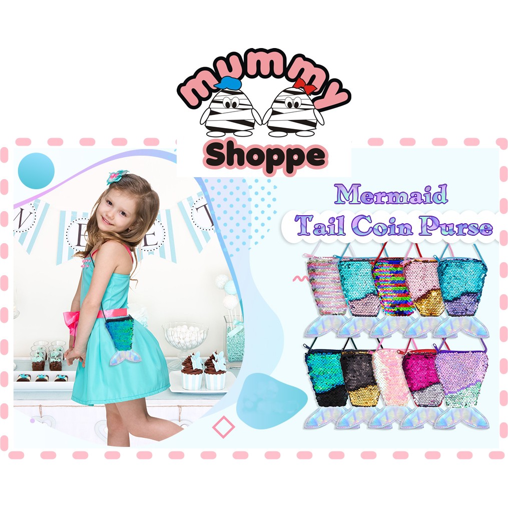 tas selempang koin anak model mermaid / tail sequins coin purse