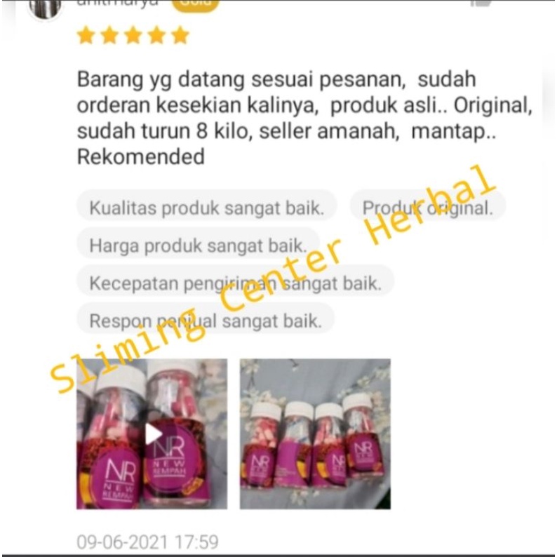 Pelangsing NR New Rempah Strong Original 1000% isi 30 kapsul/pelangsing herbal/peluntur lemak