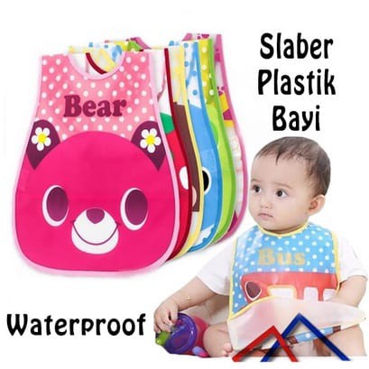 ~ PIYOSHI08 ~ Slabber Plastik Anti Air Celemek Makan Bayi Waterproof Motif Karakter Lucu Murah AF42