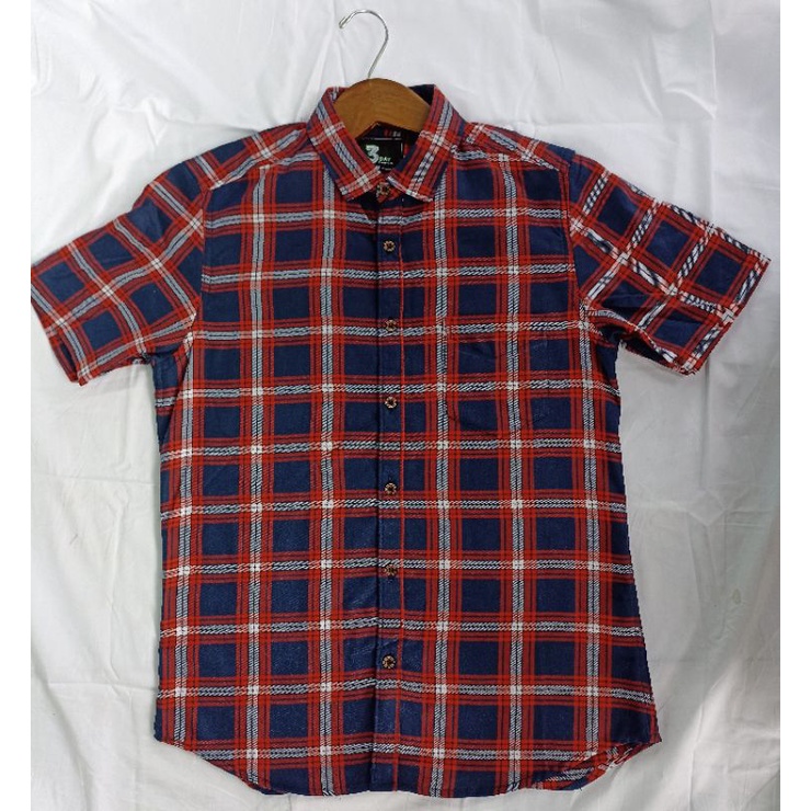 KEMEJA FALANEL LENGAN PENDEK PRIA KEMEJA KOTAK  MOTIF ABSTRAK HAWAI MODEL KOREA