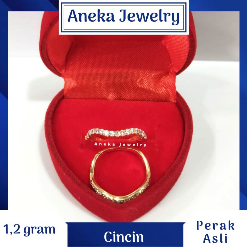 Cincin Gelombang Mata2, Perak 925, Lapis Emas Rosegold