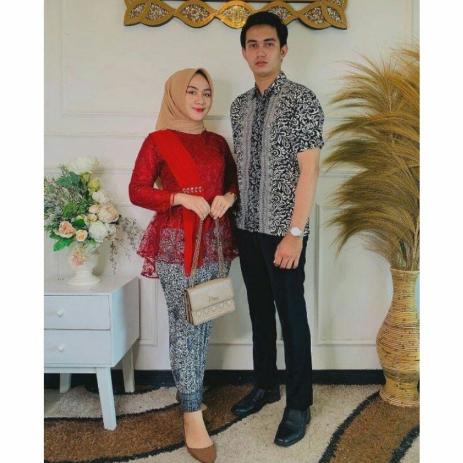 Setelan Kebaya Couple / Set Pakaian Couple / Aurora Couple / Kebaya Selendang