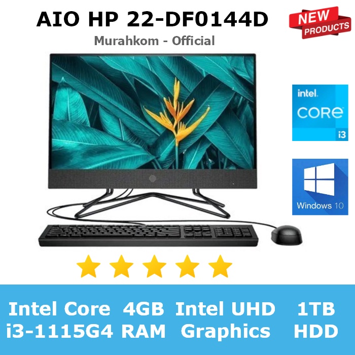 HP PC AIO 22-DF1003 INTEL I3-1115G4 RAM 4GB 1TB HDD 21.5&quot;FHD IPS WIN10 ORI