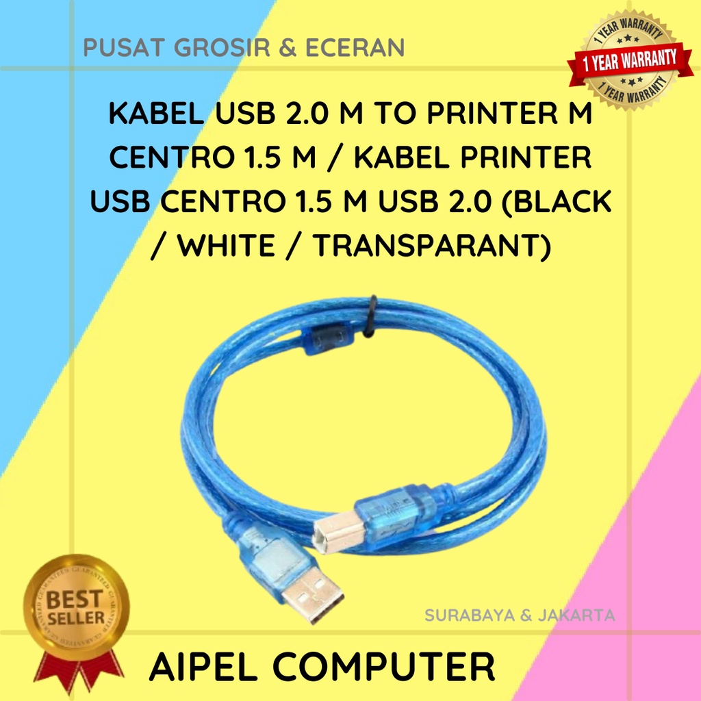 ABC1 | KABEL USB 2.0 MALE TO PRINTER MALE CENTROO 1.5 M / KABEL PRINTER USB CENTROO 1.5 M USB 2.0