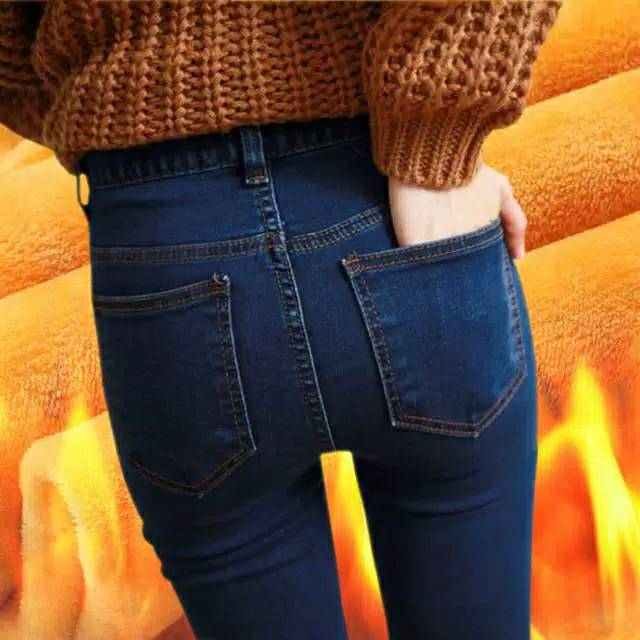 Celana Musim Dingin Jeans Wanita / Long John Jeans Pants 003