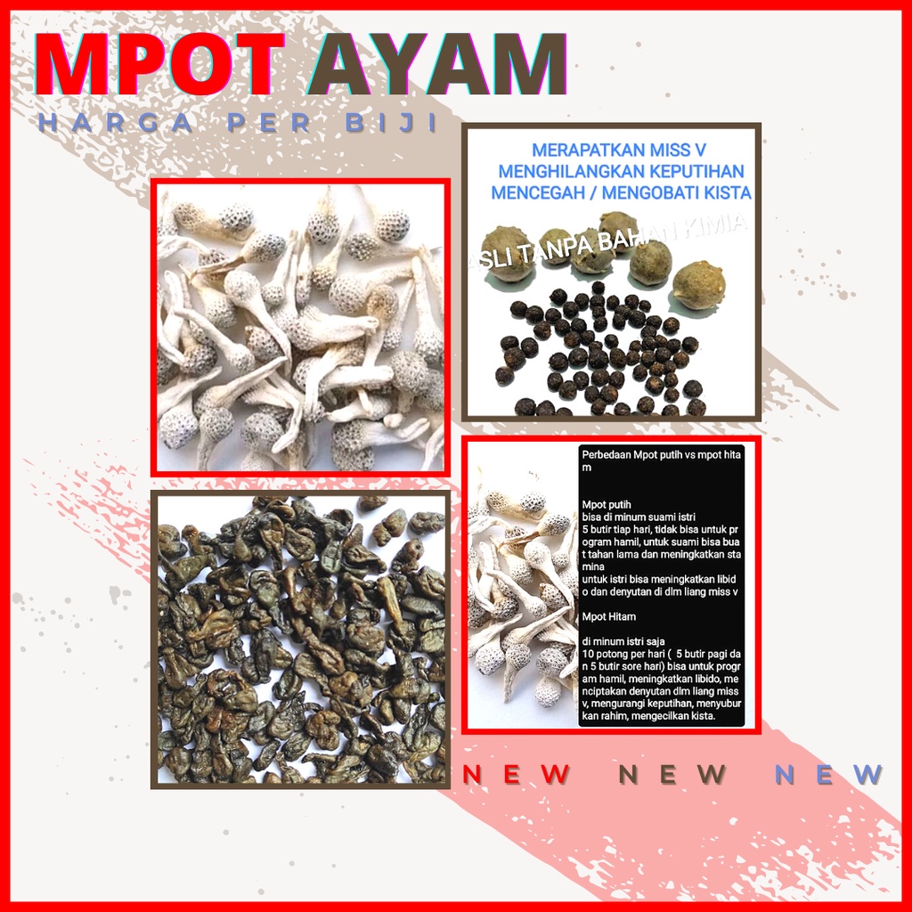 Manjakani, Mpot Ayam Hitam, Mpot Ayam Putih (Utuh dan Potongan) Harga Per PCS