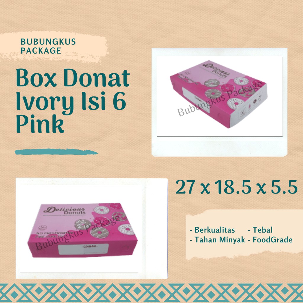 

Box Donat Pink 1pcs / Dus Donat / Kotak Donat / Tempat Donat / Kemasan Donat