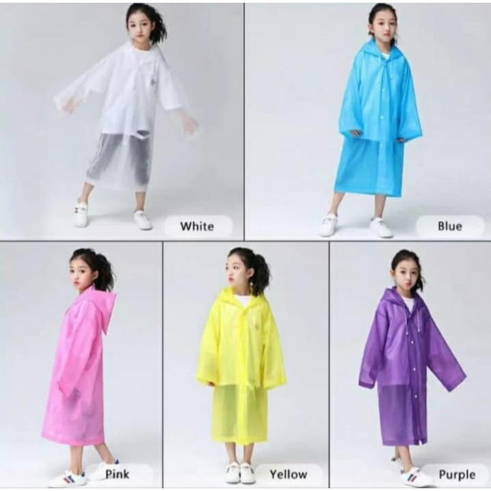 Jas Hujan Anak Eva Ponco Polos Best Raincoat / Mantel Anak-anak