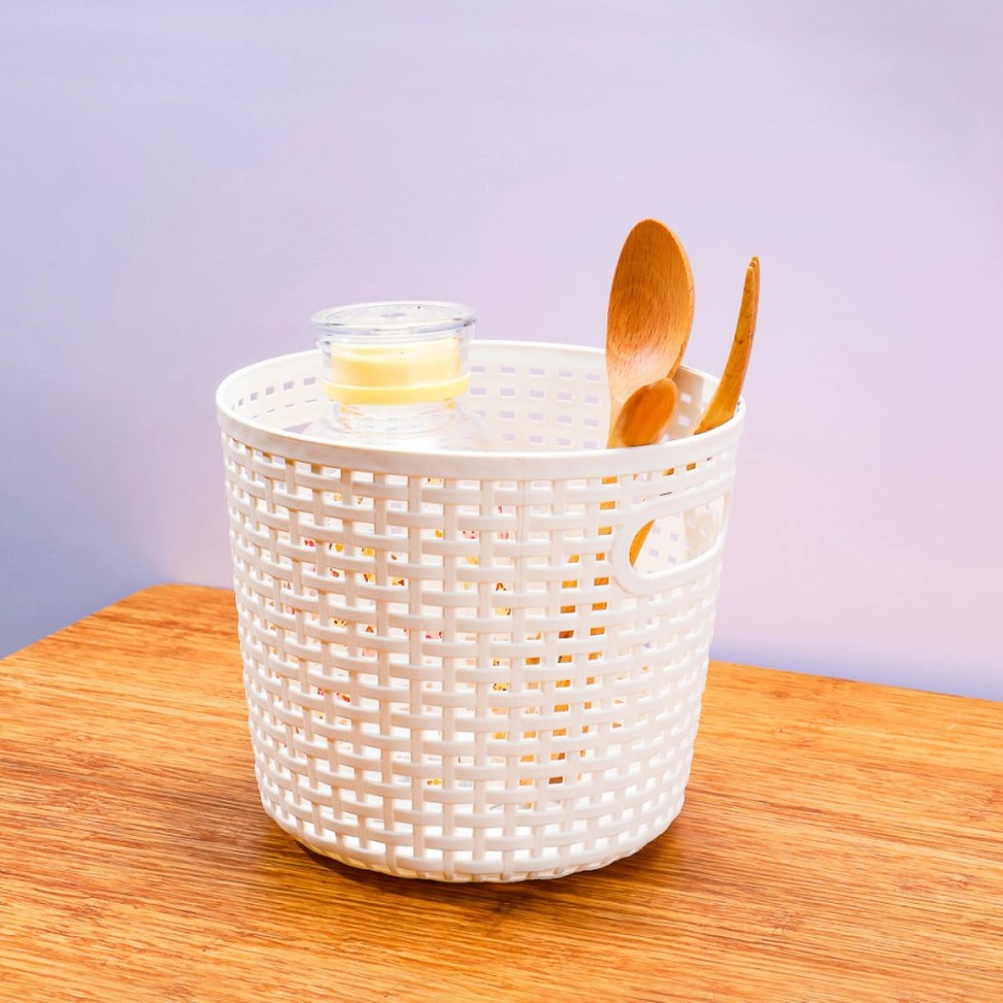 Miniso Plaid Round &amp; Square Storage Basket (S)