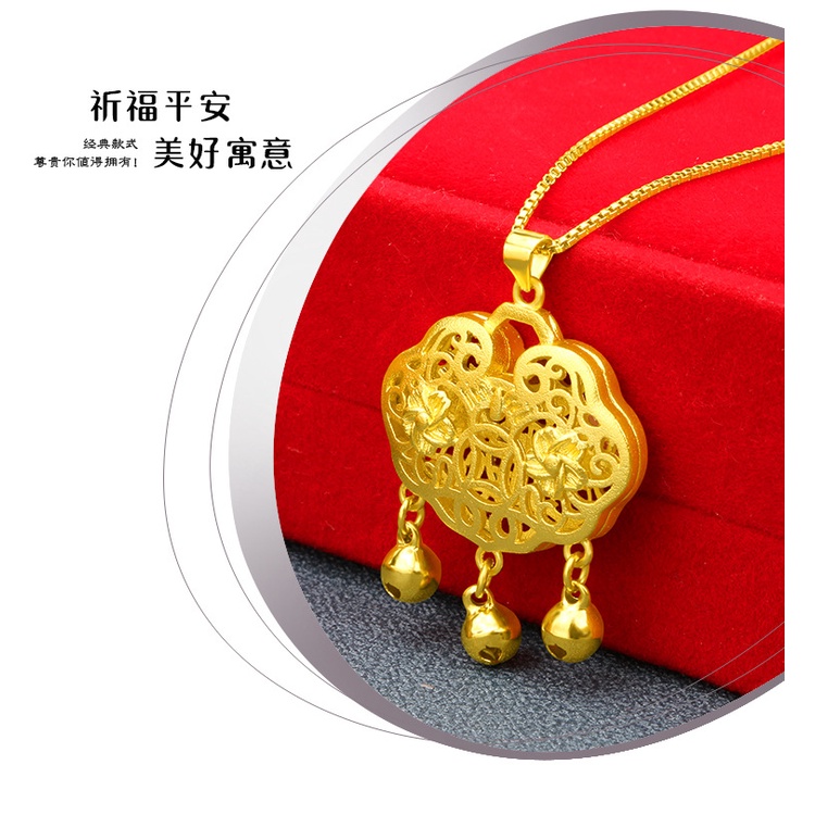 Kalung Emas Asli Kadar 375 Dengan Liontin Gembok Panjang 916