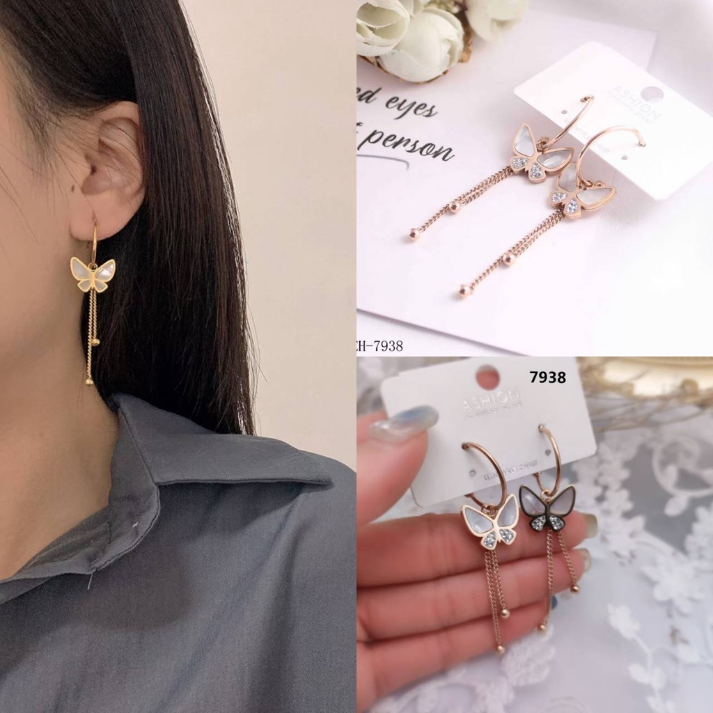 Anting pesta kupu kupu titanium grosir