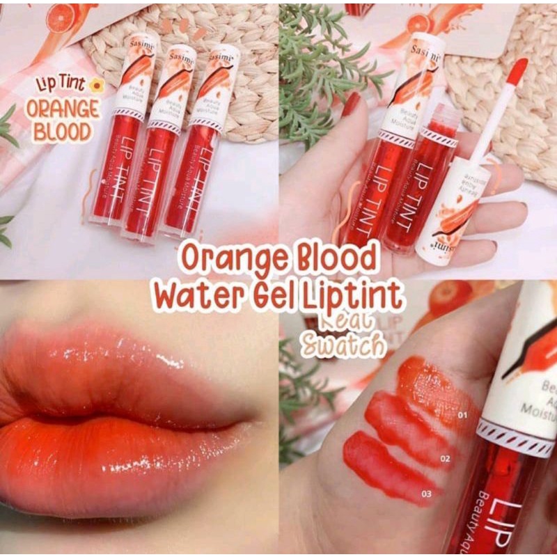 LIP TINT  SASIMI MAKE UP THAILAND ORANGE BLOOD LIPTINT BEAUTY AQUA SUPER MOISTURIZING NO.S848