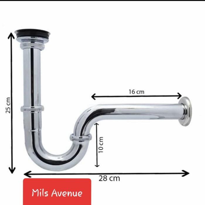 Sifon + Afur Wastafel Stainless Steel Volk Set Leher Angsa Siphon Avur