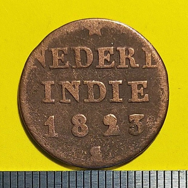 #6.NIS. UANG KUNO / KOIN KUNO 1/4 STUIVER NEDERL INDIE TAHUN 1823 S