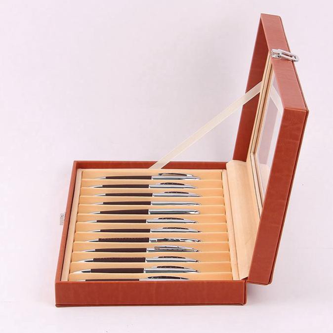 

Hhid 12 Orange Pen Box Leather Pen Display Box Pu Pen Storage Box Getriarya