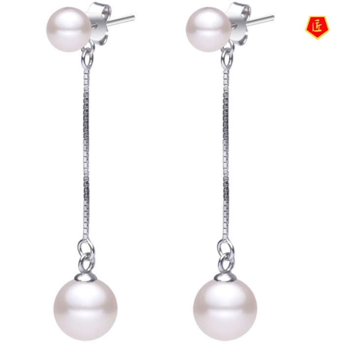 [Ready Stock]Silver Pearl Tassel Earrings Simple Temperament