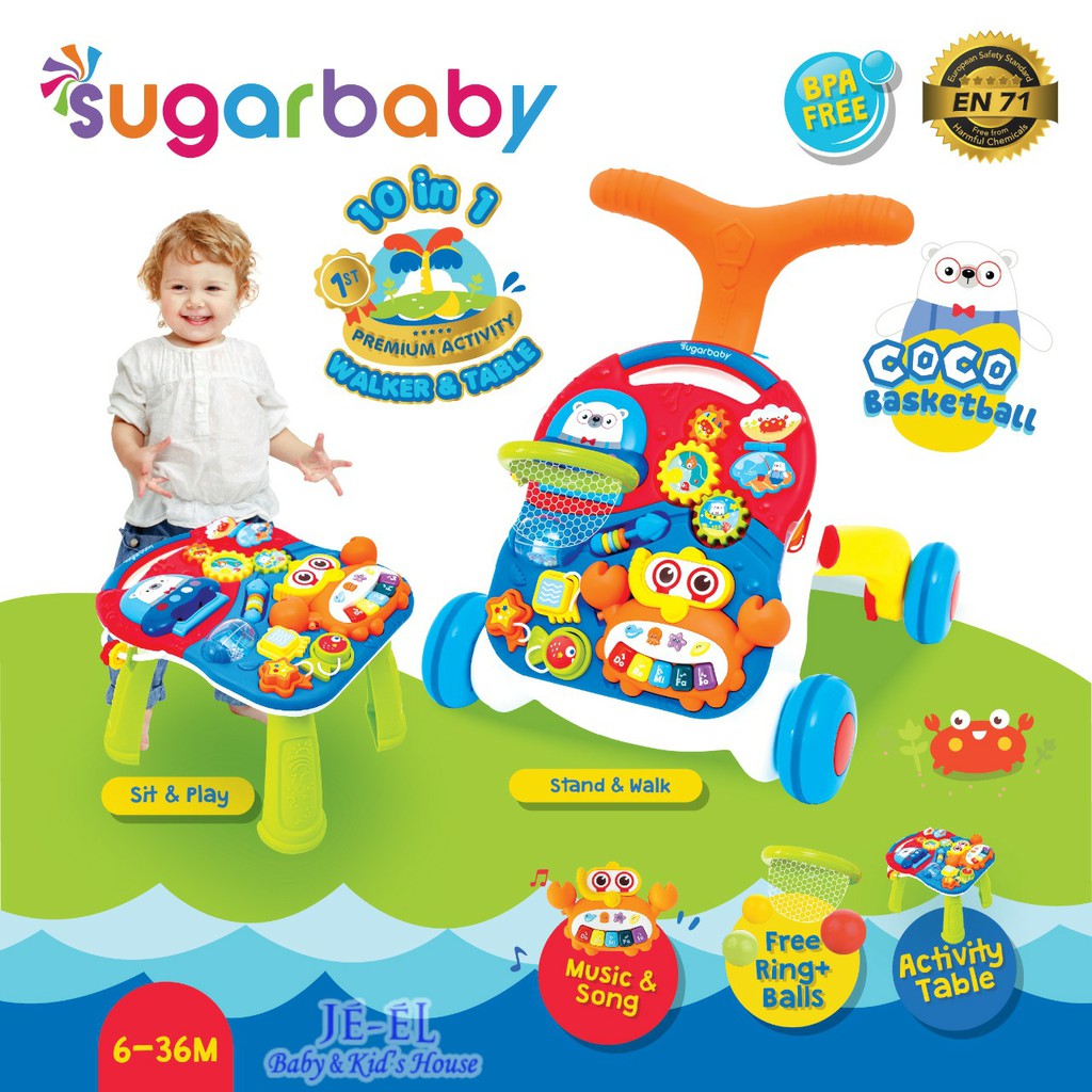 Sugar Baby Alat Belajar Jalan 10 in 1 Premium Activity Walker and Table