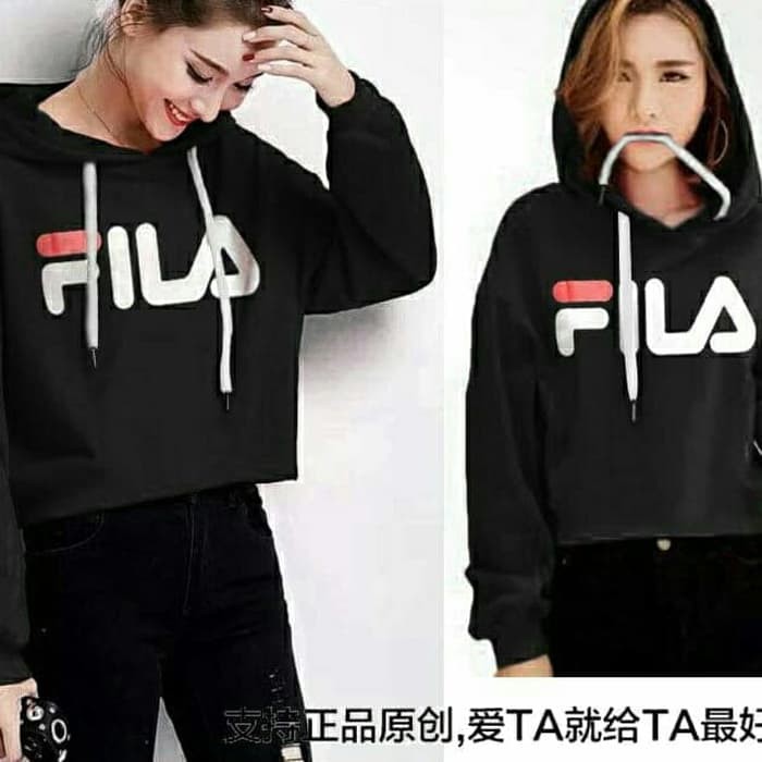 New Sweater Hoodie Crop Hitam Sweater Wanita Sweater Cewek Kekinian Murah