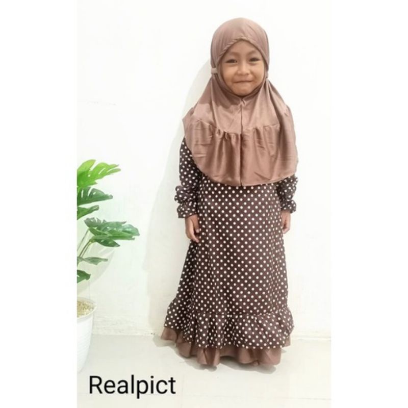 GAMIS POLKADOT ANAK PEREMPUAN / GAMIS POLKADOT ANAK USIA 3 SAMPAI 4 THN