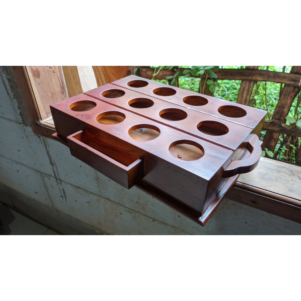 Tempat Aqua Gelas Kayu Jati