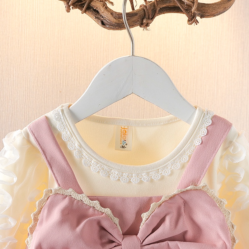 【Happy Baby】0-4Tahun QZ-84 Dress lucu rumbai lengan panjang tali depan