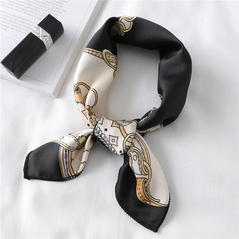 Scarf twilly silk satin syal Paris import wanita aksesoris gantungan tas murah
