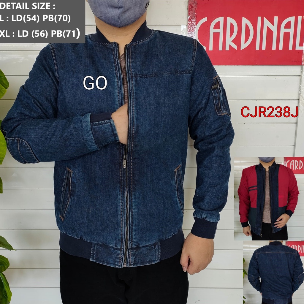 gof JDB XL-2XL CARDINAL JAKET JEANS Cowok Jaket Cowok Denim Jaket Kancing Pria Outdoor