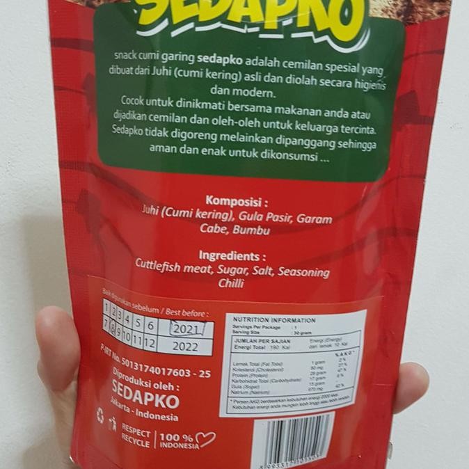 [NEW] Sedapko Snack Cumi Garing Roasted Squid 30gr Snek Seasoned Cuttlefish / Juhi Siap Makan