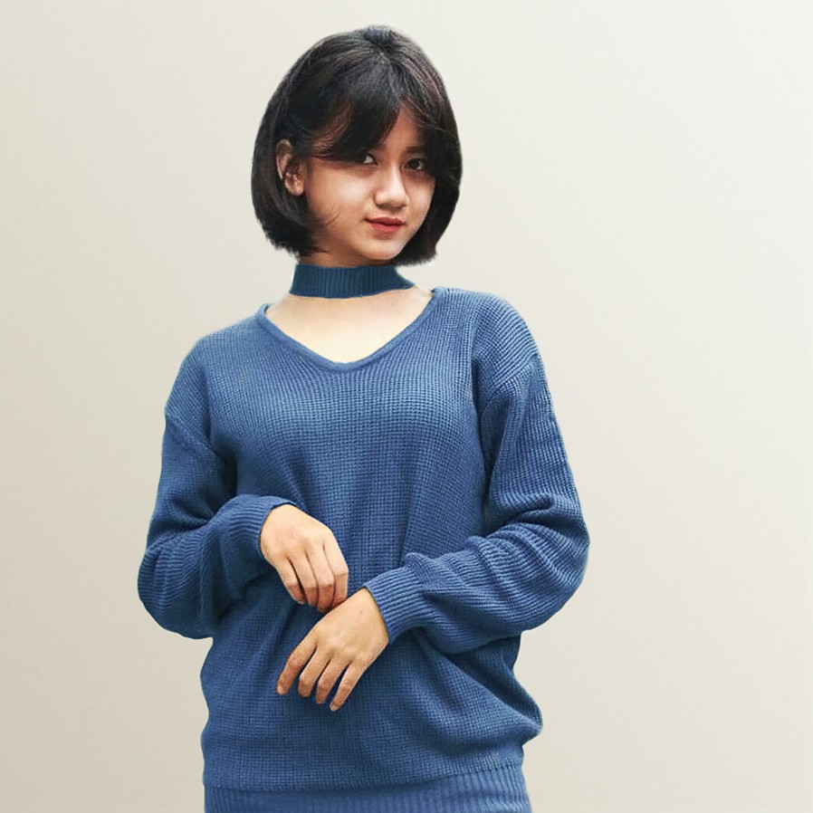 Jasmine Sweater  Choker Knit Jasmeen Atasan Kekinian 