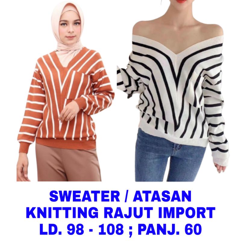 WK ATASAN KAOS KNITTING RAJUT IMPORT SWEATER SALUR WANITA